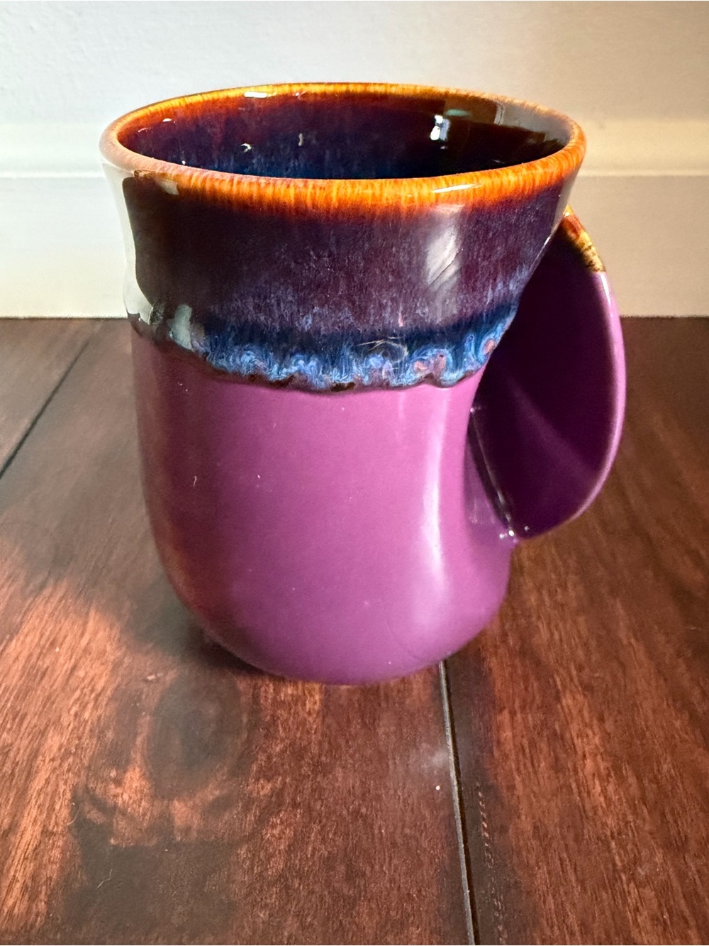 Purple Ceramic Mug with Multicolor Glaze